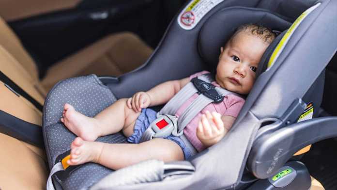 Child car seat safety illustration