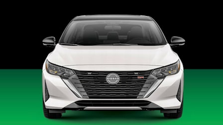 2025 Nissan Sentra on a black and green background